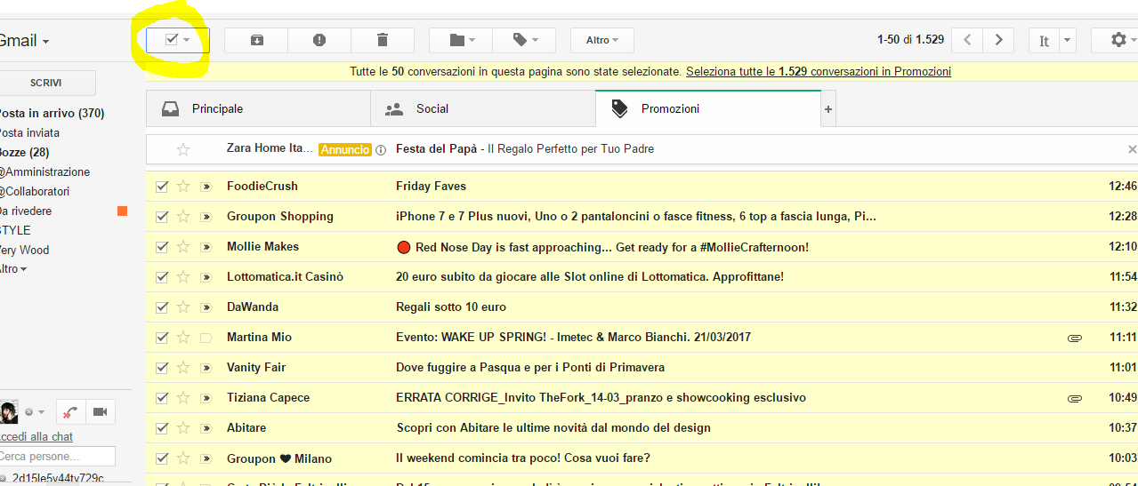 Come cancellare le email promozioni su gmail
